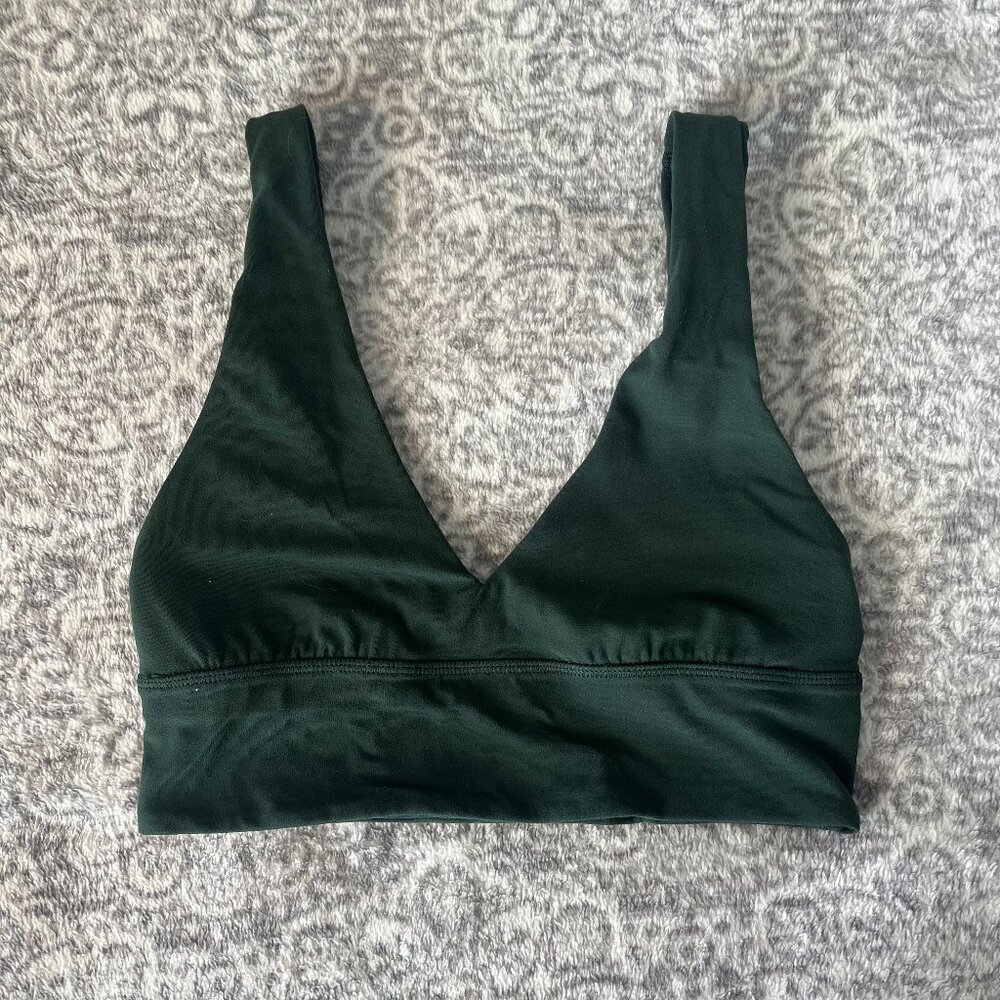 Lululemon Forest Green V-Neck Athletic Sports Bra, Size 6